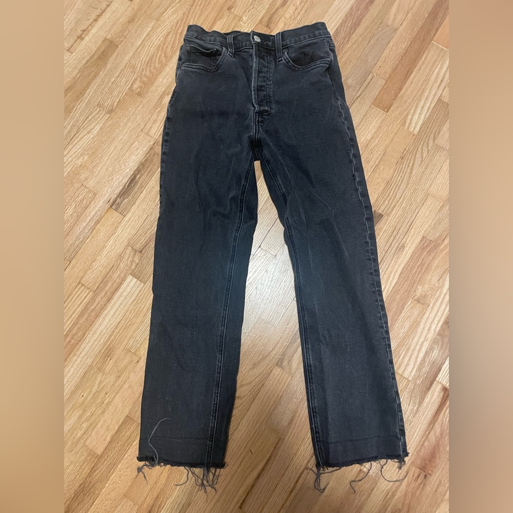 Denim Forum The Arlo Rose Straight 28L Women's Black Straight Jeans
